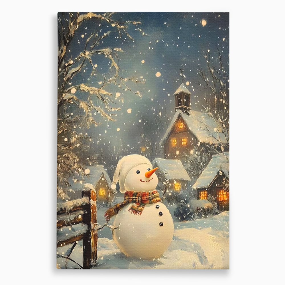 Leinwandbilder Premium, LuxCanva® D1128, Weißer Gast des Abends, Mann, Schnee, Fröhlich, Magisch, Dorf, Verschneit, Haus, Hell, Kalt, Winter, Kindheit, Schnee, Schnee, Schnee, Schnee, Schnee, Schnee, Wohnen, Schlafzimmer
