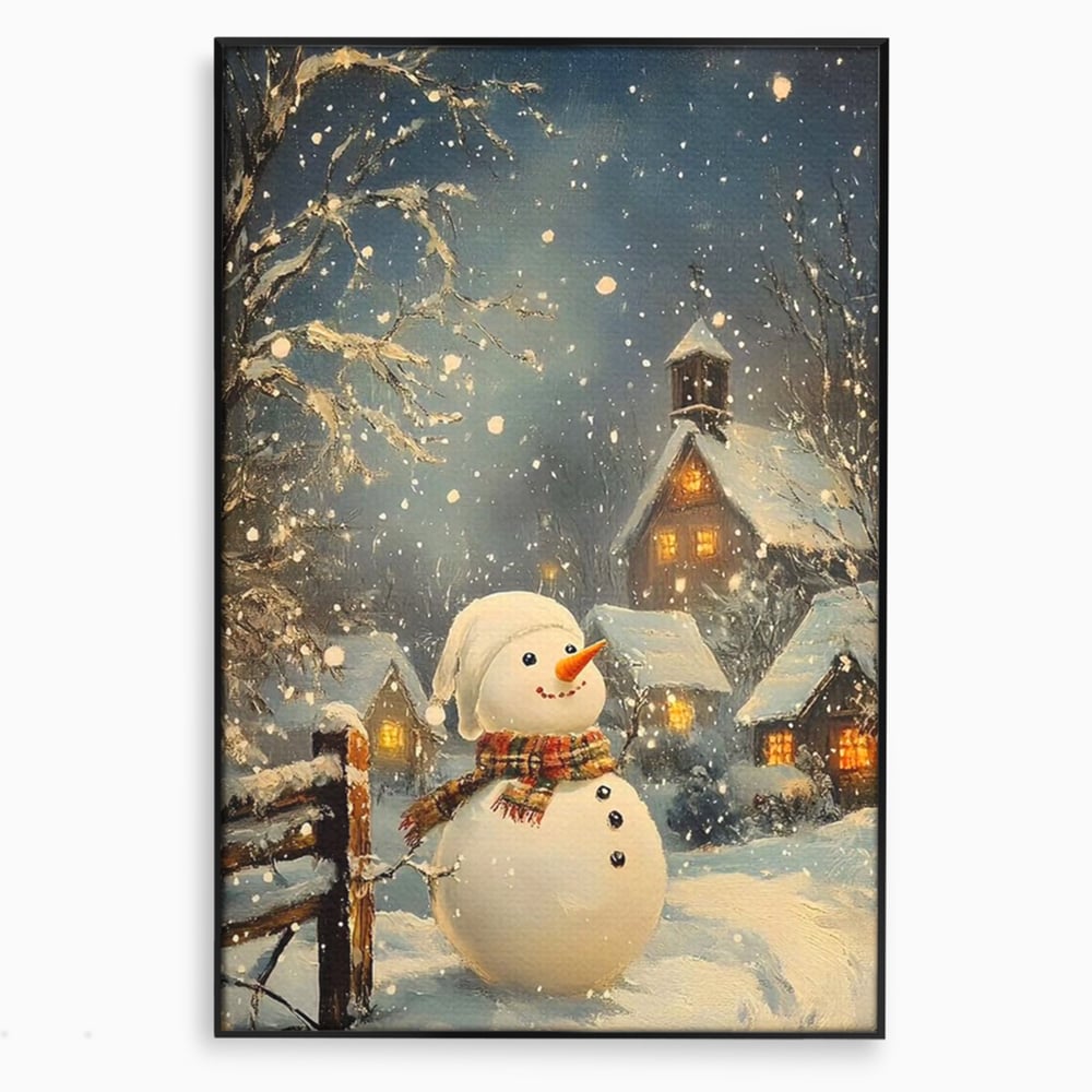 Leinwandbilder Premium, LuxCanva® D1128, Weißer Gast des Abends, Mann, Schnee, Fröhlich, Magisch, Dorf, Verschneit, Haus, Hell, Kalt, Winter, Kindheit, Schnee, Schnee, Schnee, Schnee, Schnee, Schnee, Wohnen, Schlafzimmer