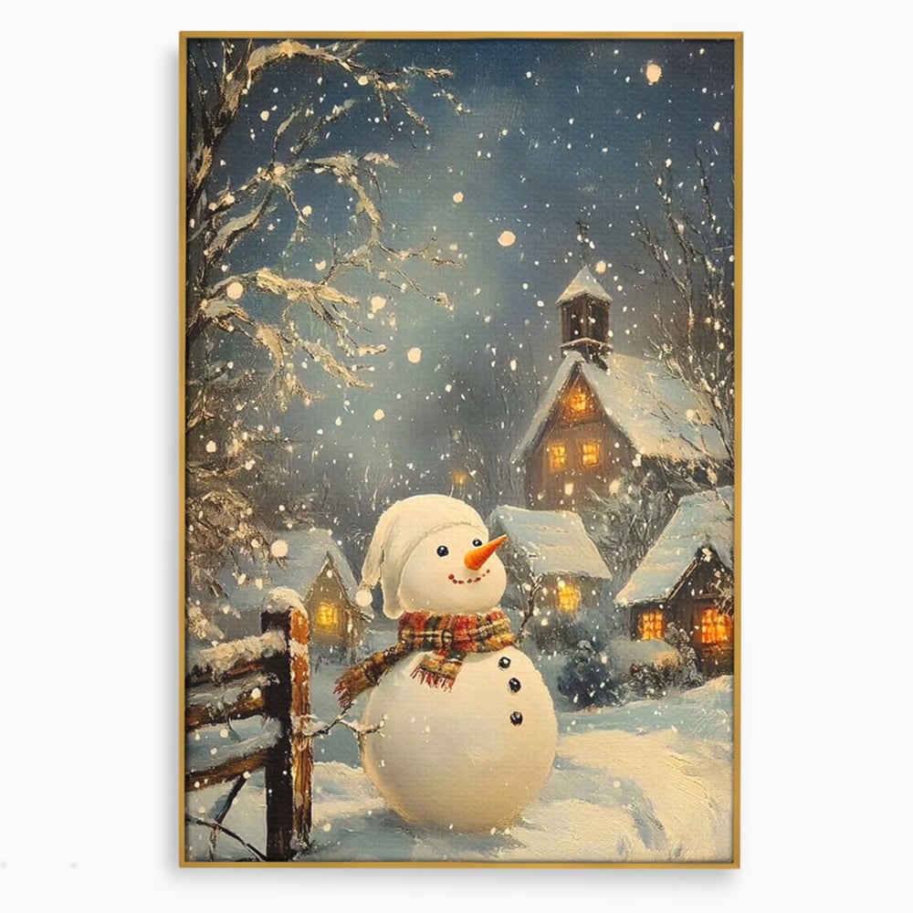 Leinwandbilder Premium, LuxCanva® D1128, Weißer Gast des Abends, Mann, Schnee, Fröhlich, Magisch, Dorf, Verschneit, Haus, Hell, Kalt, Winter, Kindheit, Schnee, Schnee, Schnee, Schnee, Schnee, Schnee, Wohnen, Schlafzimmer