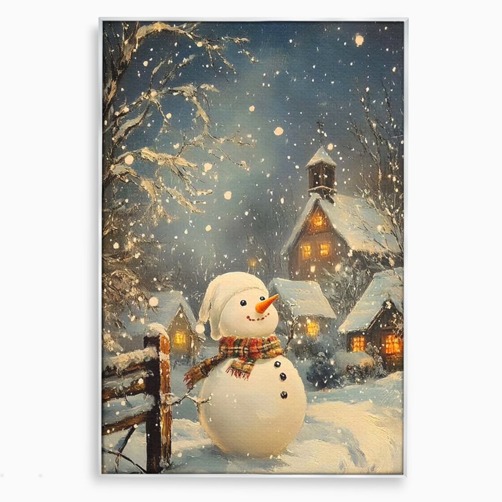 Leinwandbilder Premium, LuxCanva® D1128, Weißer Gast des Abends, Mann, Schnee, Fröhlich, Magisch, Dorf, Verschneit, Haus, Hell, Kalt, Winter, Kindheit, Schnee, Schnee, Schnee, Schnee, Schnee, Schnee, Wohnen, Schlafzimmer