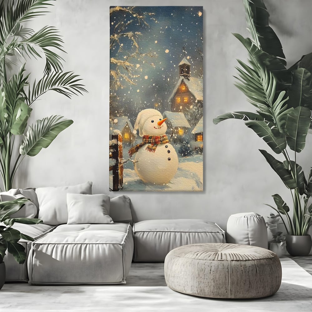 Leinwandbilder Premium, LuxCanva® D1128, Weißer Gast des Abends, Mann, Schnee, Fröhlich, Magisch, Dorf, Verschneit, Haus, Hell, Kalt, Winter, Kindheit, Schnee, Schnee, Schnee, Schnee, Schnee, Schnee, Wohnen, Schlafzimmer