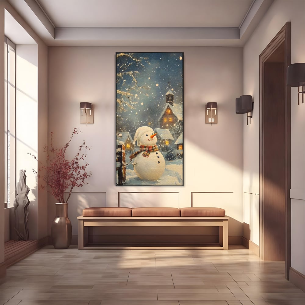 Leinwandbilder Premium, LuxCanva® D1128, Weißer Gast des Abends, Mann, Schnee, Fröhlich, Magisch, Dorf, Verschneit, Haus, Hell, Kalt, Winter, Kindheit, Schnee, Schnee, Schnee, Schnee, Schnee, Schnee, Wohnen, Schlafzimmer
