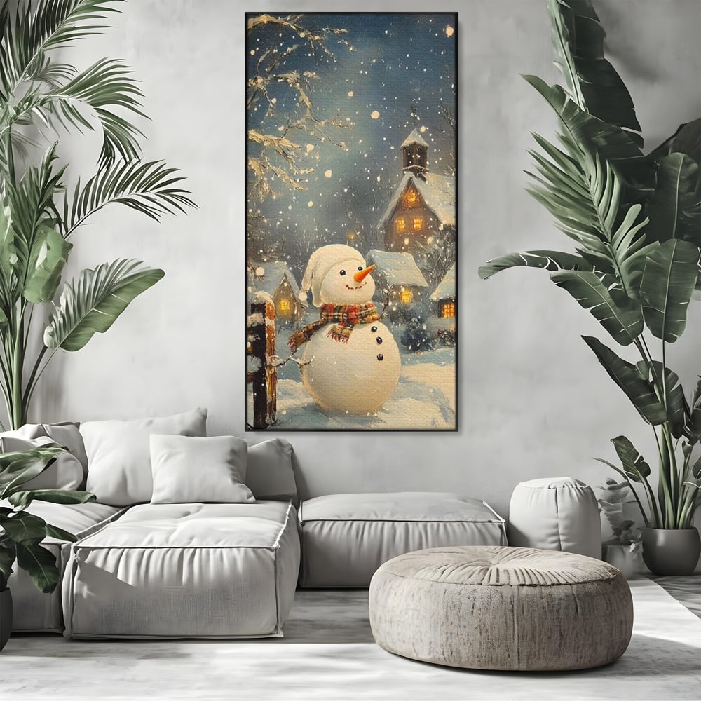 Leinwandbilder Premium, LuxCanva® D1128, Weißer Gast des Abends, Mann, Schnee, Fröhlich, Magisch, Dorf, Verschneit, Haus, Hell, Kalt, Winter, Kindheit, Schnee, Schnee, Schnee, Schnee, Schnee, Schnee, Wohnen, Schlafzimmer