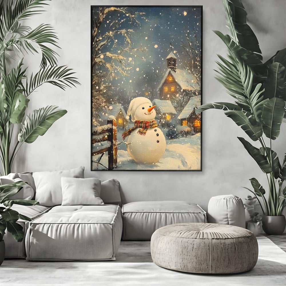Leinwandbilder Premium, LuxCanva® D1128, Weißer Gast des Abends, Mann, Schnee, Fröhlich, Magisch, Dorf, Verschneit, Haus, Hell, Kalt, Winter, Kindheit, Schnee, Schnee, Schnee, Schnee, Schnee, Schnee, Wohnen, Schlafzimmer