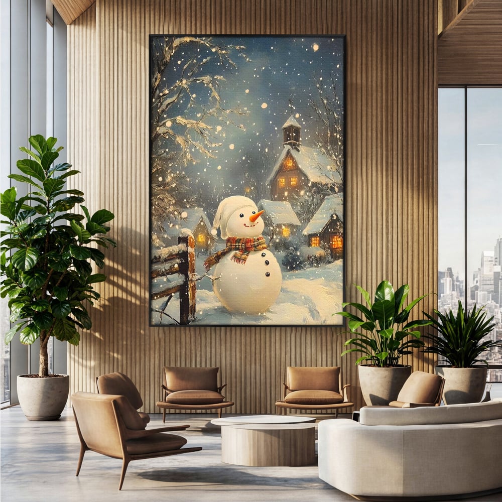 Leinwandbilder Premium, LuxCanva® D1128, Weißer Gast des Abends, Mann, Schnee, Fröhlich, Magisch, Dorf, Verschneit, Haus, Hell, Kalt, Winter, Kindheit, Schnee, Schnee, Schnee, Schnee, Schnee, Schnee, Wohnen, Schlafzimmer