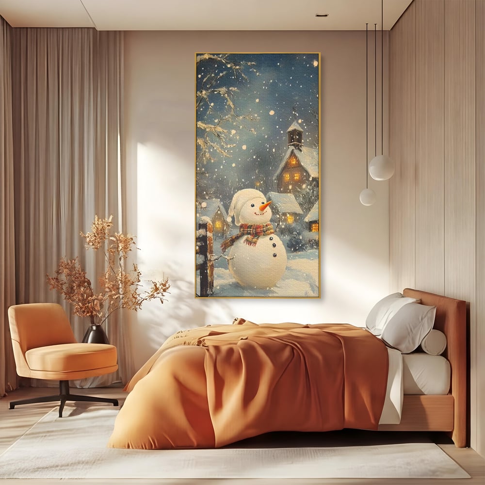 Leinwandbilder Premium, LuxCanva® D1128, Weißer Gast des Abends, Mann, Schnee, Fröhlich, Magisch, Dorf, Verschneit, Haus, Hell, Kalt, Winter, Kindheit, Schnee, Schnee, Schnee, Schnee, Schnee, Schnee, Wohnen, Schlafzimmer