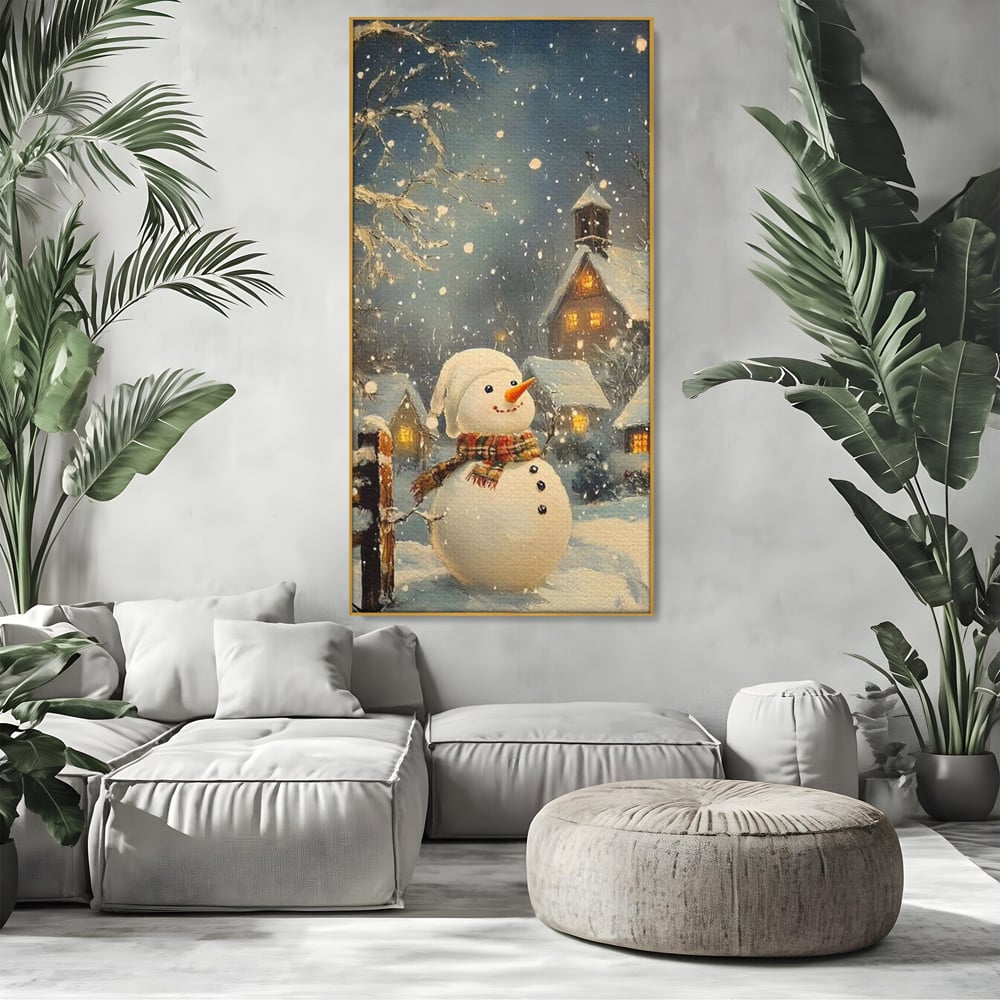 Leinwandbilder Premium, LuxCanva® D1128, Weißer Gast des Abends, Mann, Schnee, Fröhlich, Magisch, Dorf, Verschneit, Haus, Hell, Kalt, Winter, Kindheit, Schnee, Schnee, Schnee, Schnee, Schnee, Schnee, Wohnen, Schlafzimmer
