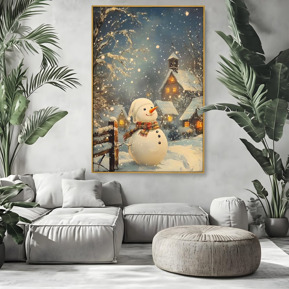 Leinwandbilder Premium, LuxCanva® D1128, Weißer Gast des Abends, Mann, Schnee, Fröhlich, Magisch, Dorf, Verschneit, Haus, Hell, Kalt, Winter, Kindheit, Schnee, Schnee, Schnee, Schnee, Schnee, Schnee, Wohnen, Schlafzimmer