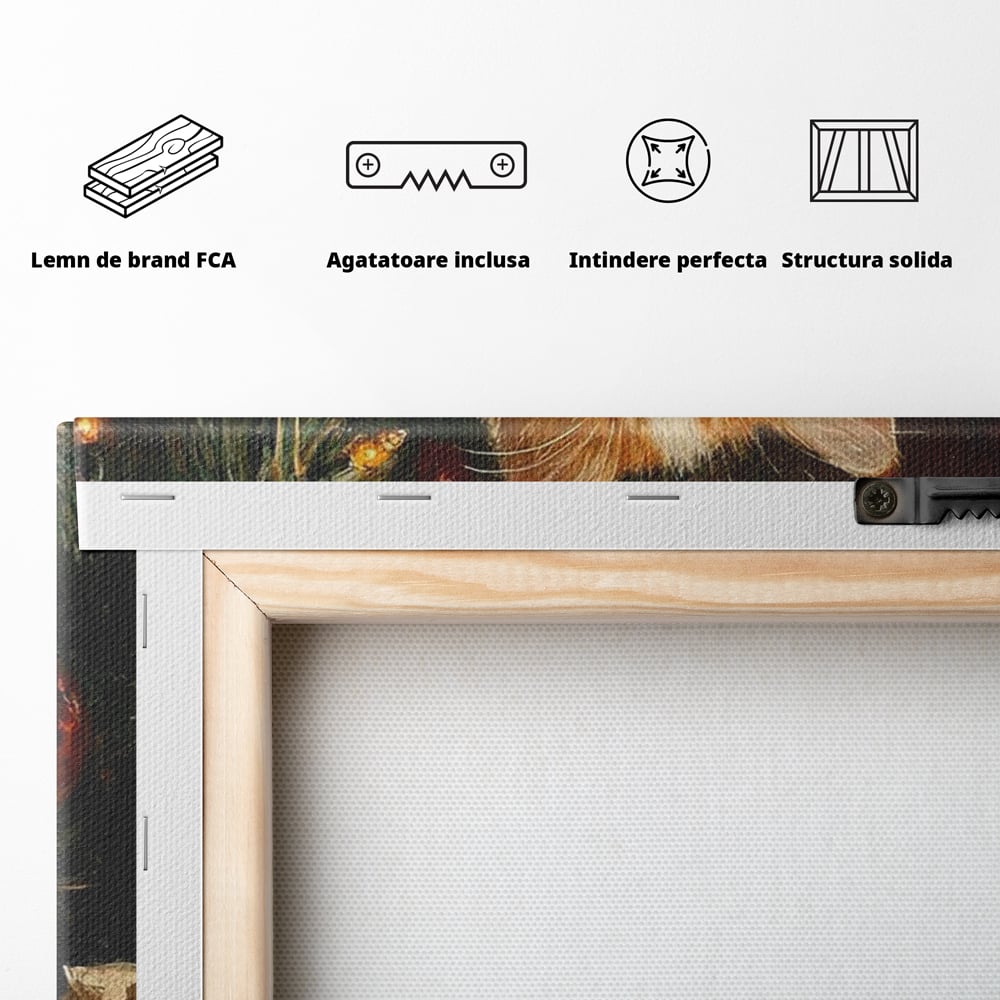 Tablou Canvas Premium, LuxCanva® D1135, Craciunul Unui Ghem de Blana, Pisicuta, Funda, Rosie, Blanita, Labute, Mustati, Brad, Cadou, Pufos, Inocenta, Dar, Living, Dormitor