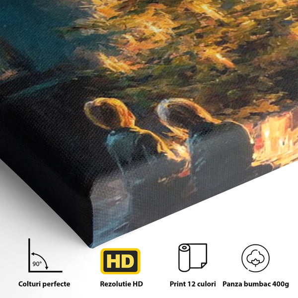 Tablou Canvas Premium, LuxCanva® D1138, Seara In Care Dorintele Se Aprind, Iarna, Sarbatori, Copii, Frate, Sora, Emotie, Asteptare, Mos Craciun, Ajun, Brad, Nostalgie, Living, Dormitor
