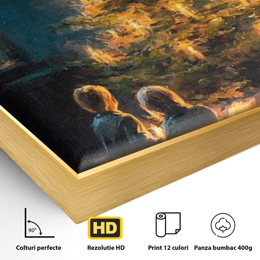 Tablou Canvas Premium, LuxCanva® D1138, Seara In Care Dorintele Se Aprind, Iarna, Sarbatori, Copii, Frate, Sora, Emotie, Asteptare, Mos Craciun, Ajun, Brad, Nostalgie, Living, Dormitor