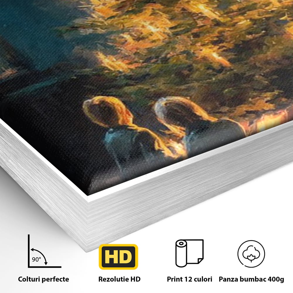 Tablou Canvas Premium, LuxCanva® D1138, Seara In Care Dorintele Se Aprind, Iarna, Sarbatori, Copii, Frate, Sora, Emotie, Asteptare, Mos Craciun, Ajun, Brad, Nostalgie, Living, Dormitor