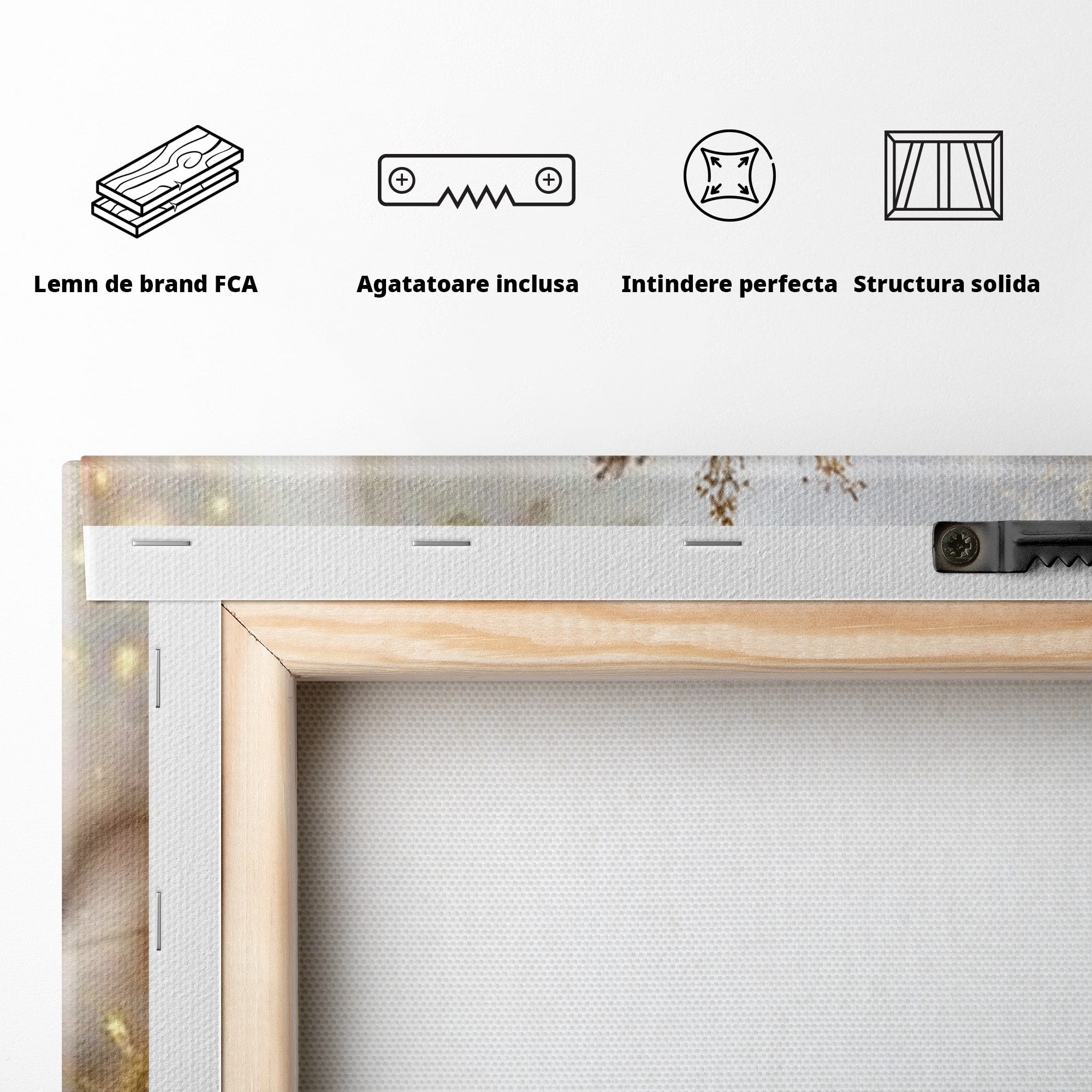 Set 2 Tablouri Canvas Premium LuxCanva® D2-1067, Sclipire Inghetata, Aur, Iarna, Fragilitate, Fulgi, Lumina, Cristal, Dans, Alb, Eleganta, Rafinament