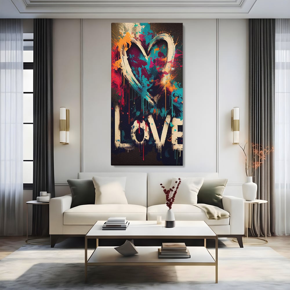 Leinwandbilder Premium LuxCanva® E1000, Explosion von Farbe und Liebe , Farbe, Liebe, Energie, Ausdruck, Ausdruck, Kunst, Wohnzimmer, lebendige Farben