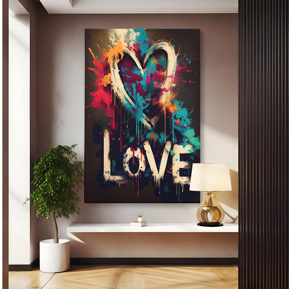 Leinwandbilder Premium LuxCanva® E1000, Explosion von Farbe und Liebe , Farbe, Liebe, Energie, Ausdruck, Ausdruck, Kunst, Wohnzimmer, lebendige Farben