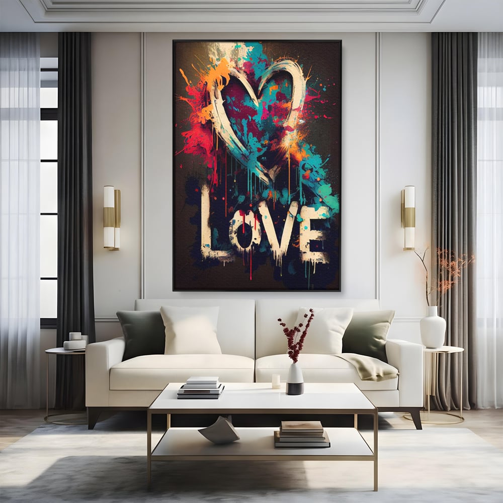 Leinwandbilder Premium LuxCanva® E1000, Explosion von Farbe und Liebe , Farbe, Liebe, Energie, Ausdruck, Ausdruck, Kunst, Wohnzimmer, lebendige Farben