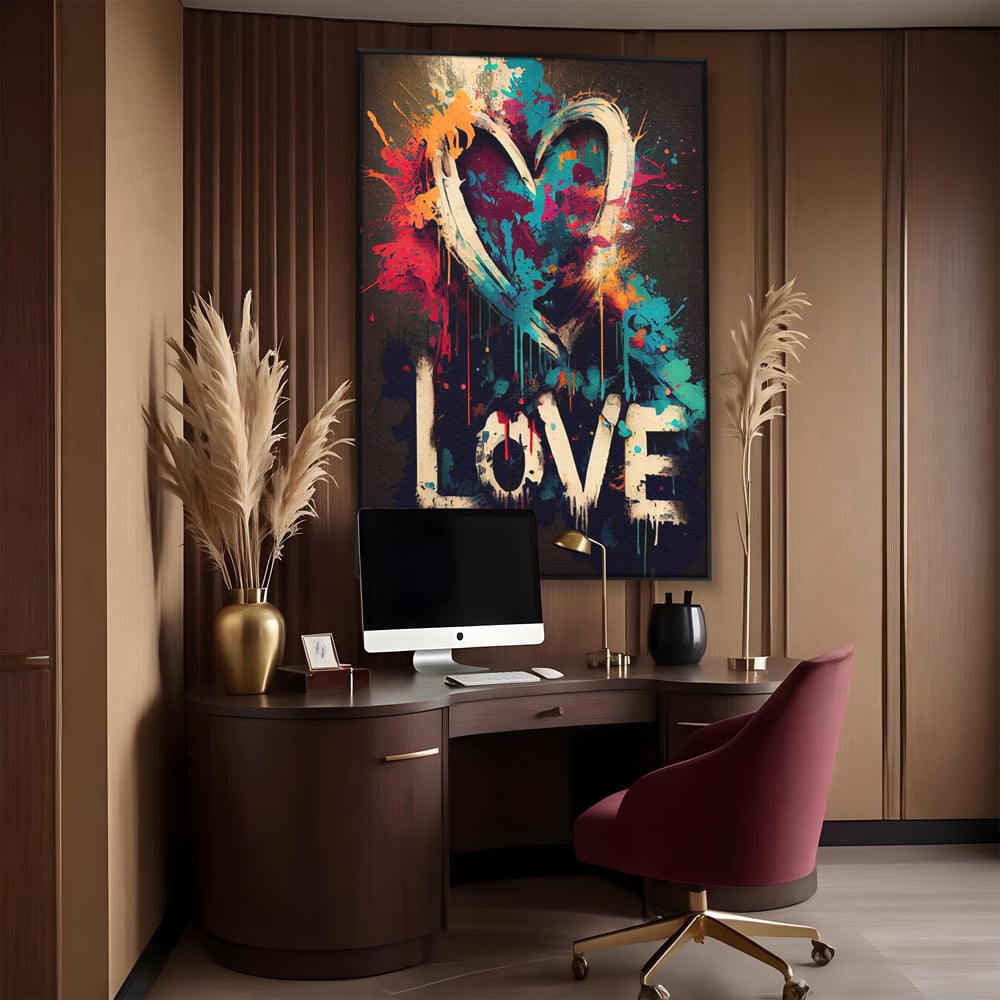 Leinwandbilder Premium LuxCanva® E1000, Explosion von Farbe und Liebe , Farbe, Liebe, Energie, Ausdruck, Ausdruck, Kunst, Wohnzimmer, lebendige Farben