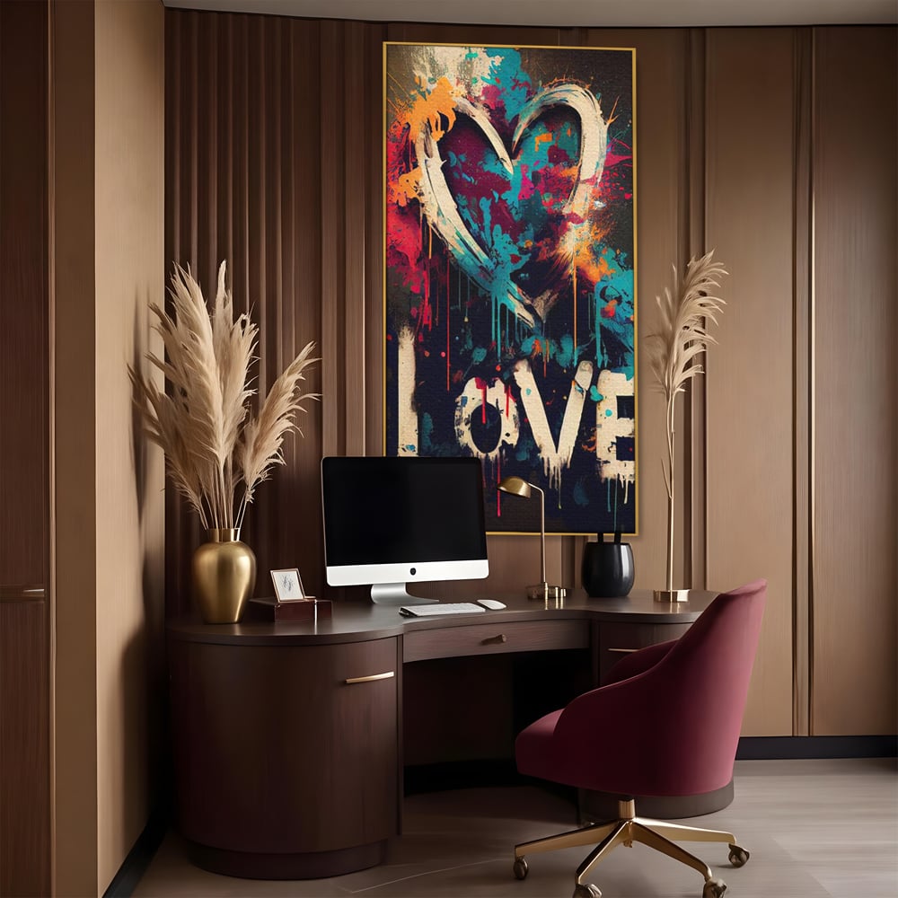 Leinwandbilder Premium LuxCanva® E1000, Explosion von Farbe und Liebe , Farbe, Liebe, Energie, Ausdruck, Ausdruck, Kunst, Wohnzimmer, lebendige Farben