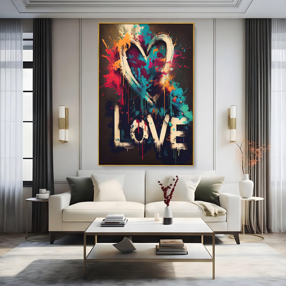 Leinwandbilder Premium LuxCanva® E1000, Explosion von Farbe und Liebe , Farbe, Liebe, Energie, Ausdruck, Ausdruck, Kunst, Wohnzimmer, lebendige Farben