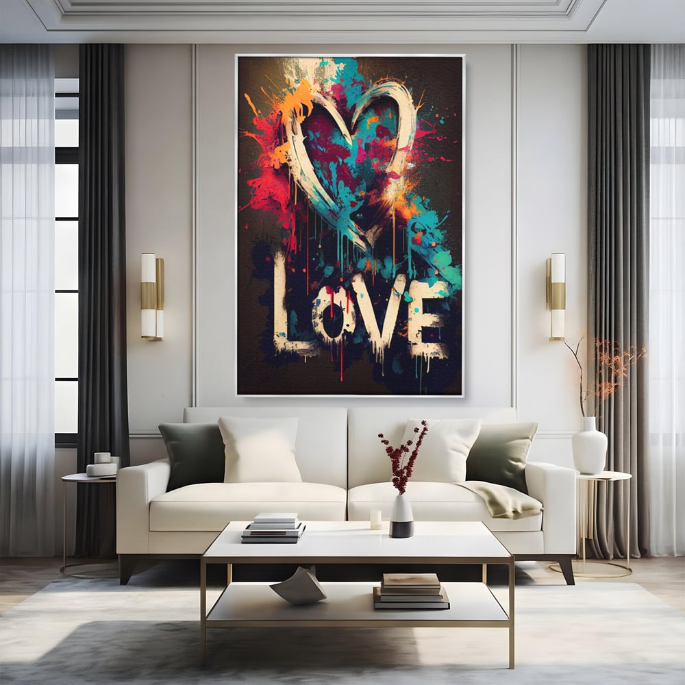 Leinwandbilder Premium LuxCanva® E1000, Explosion von Farbe und Liebe , Farbe, Liebe, Energie, Ausdruck, Ausdruck, Kunst, Wohnzimmer, lebendige Farben