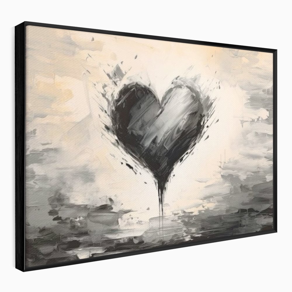 Leinwandbilder Premium LuxCanva® E1002, Herz in der Mitte des Sturms, Liebe, Herz, Kontrast, Minimalismus, Wohnen, Schwarz und Weiß