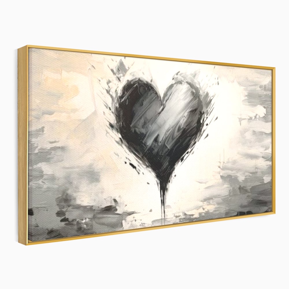 Leinwandbilder Premium LuxCanva® E1002, Herz in der Mitte des Sturms, Liebe, Herz, Kontrast, Minimalismus, Wohnen, Schwarz und Weiß