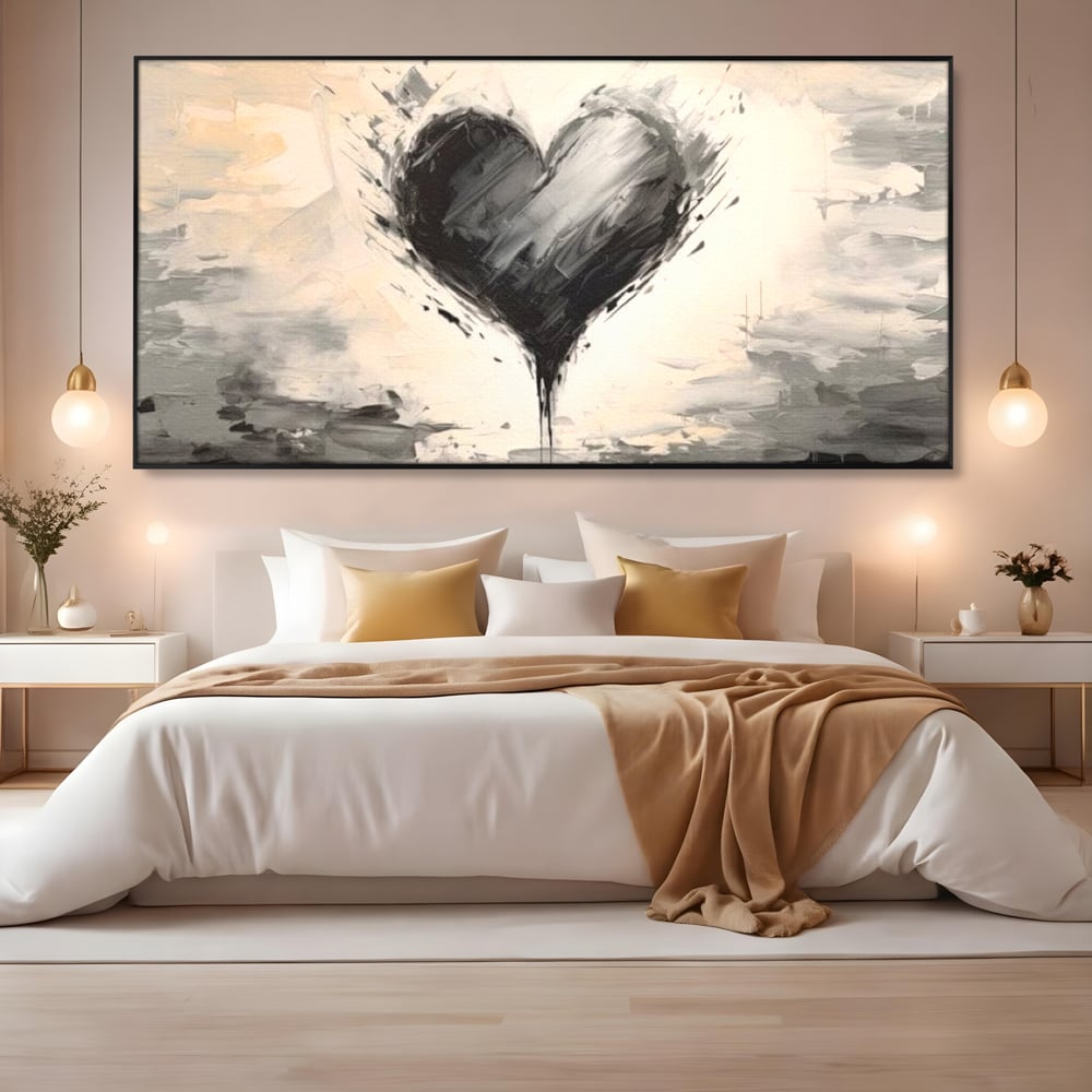 Leinwandbilder Premium LuxCanva® E1002, Herz in der Mitte des Sturms, Liebe, Herz, Kontrast, Minimalismus, Wohnen, Schwarz und Weiß