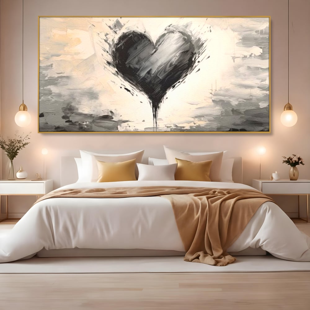 Leinwandbilder Premium LuxCanva® E1002, Herz in der Mitte des Sturms, Liebe, Herz, Kontrast, Minimalismus, Wohnen, Schwarz und Weiß