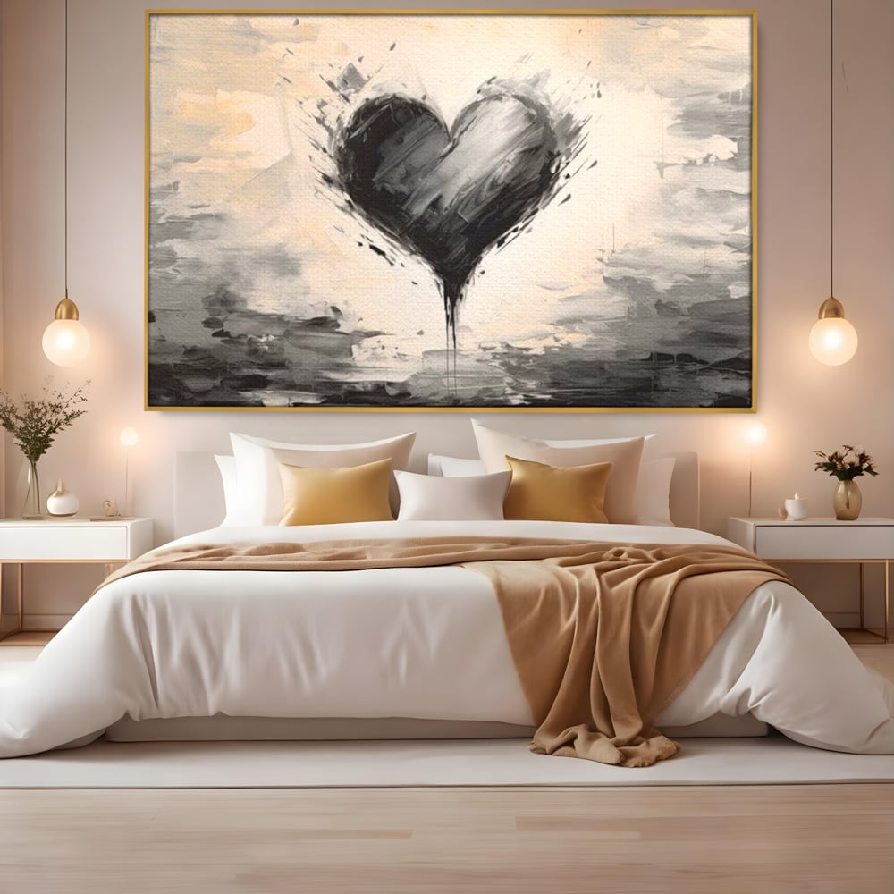 Leinwandbilder Premium LuxCanva® E1002, Herz in der Mitte des Sturms, Liebe, Herz, Kontrast, Minimalismus, Wohnen, Schwarz und Weiß