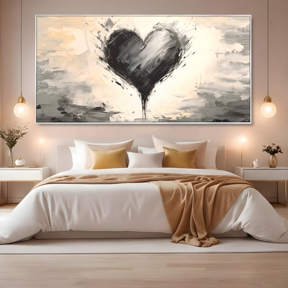 Leinwandbilder Premium LuxCanva® E1002, Herz in der Mitte des Sturms, Liebe, Herz, Kontrast, Minimalismus, Wohnen, Schwarz und Weiß