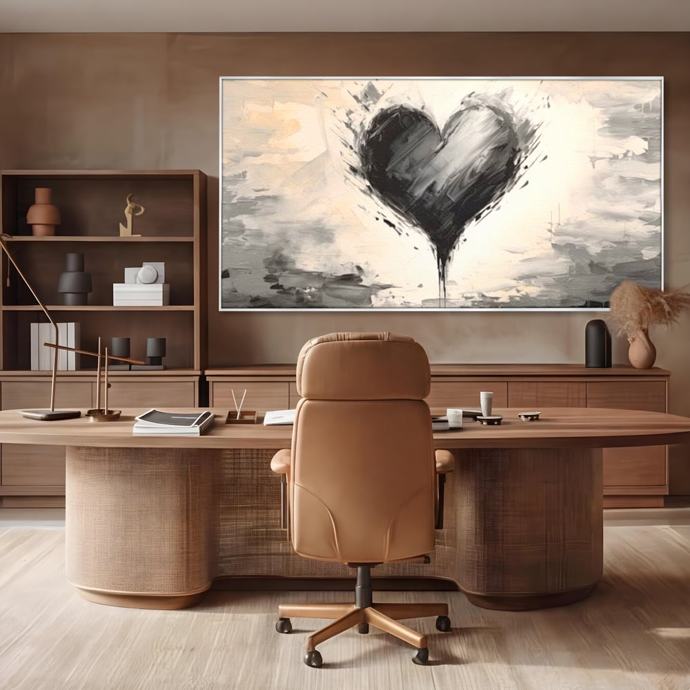 Leinwandbilder Premium LuxCanva® E1002, Herz in der Mitte des Sturms, Liebe, Herz, Kontrast, Minimalismus, Wohnen, Schwarz und Weiß