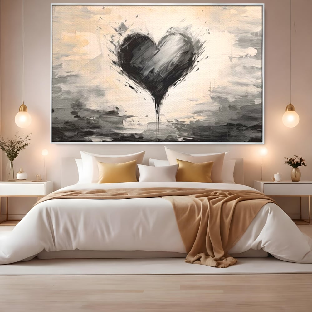 Leinwandbilder Premium LuxCanva® E1002, Herz in der Mitte des Sturms, Liebe, Herz, Kontrast, Minimalismus, Wohnen, Schwarz und Weiß