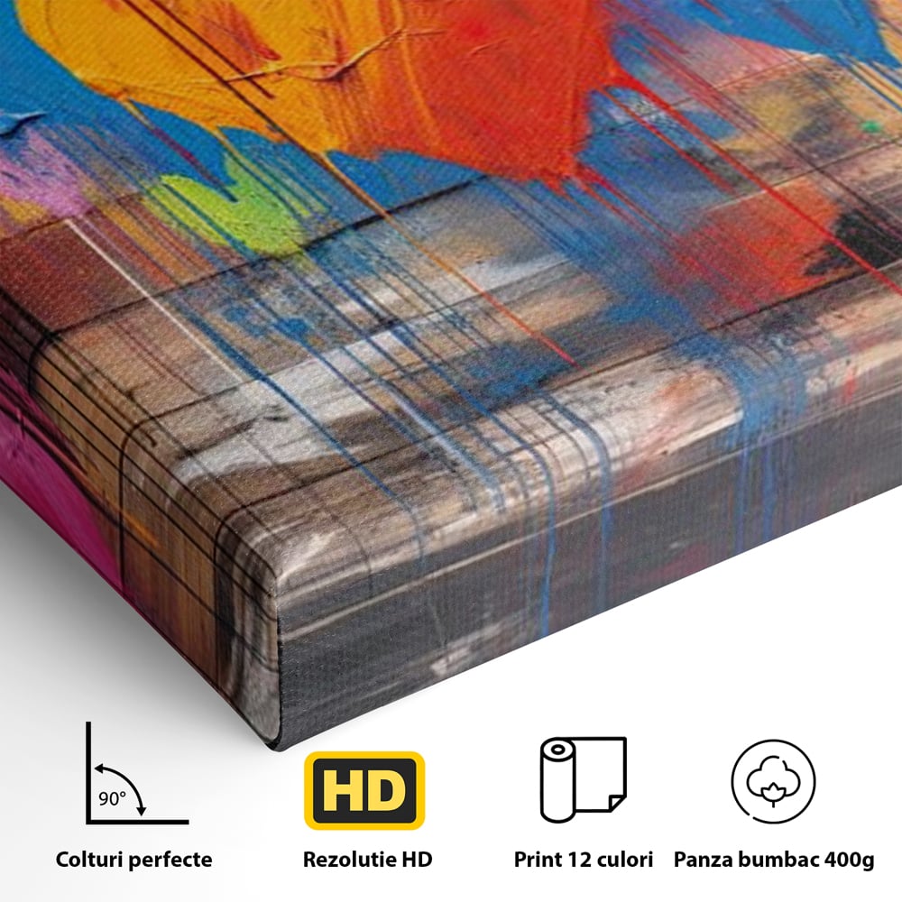 Tablou Canvas Premium LuxCanva® E1003, O Mare de Inimi, Vibratie, Optimism, Fericire, Culori, Inimi, Living Room, Culori vibrante