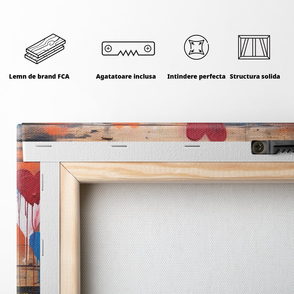 Tablou Canvas Premium LuxCanva® E1003, O Mare de Inimi, Vibratie, Optimism, Fericire, Culori, Inimi, Living Room, Culori vibrante