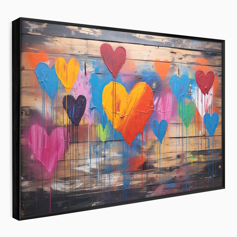 Tablou Canvas Premium LuxCanva® E1003, O Mare de Inimi, Vibratie, Optimism, Fericire, Culori, Inimi, Living Room, Culori vibrante