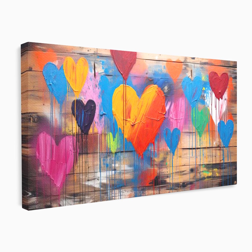 Tablou Canvas Premium LuxCanva® E1003, O Mare de Inimi, Vibratie, Optimism, Fericire, Culori, Inimi, Living Room, Culori vibrante