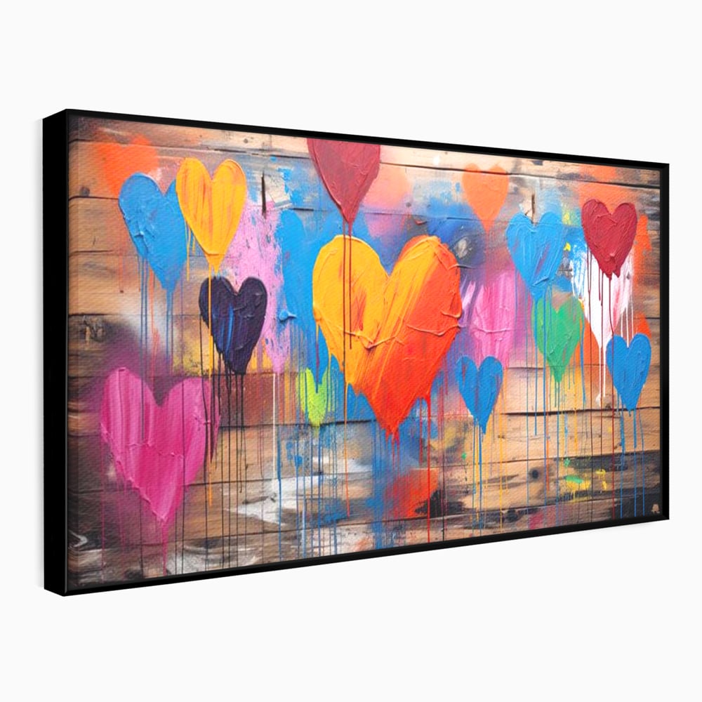Tablou Canvas Premium LuxCanva® E1003, O Mare de Inimi, Vibratie, Optimism, Fericire, Culori, Inimi, Living Room, Culori vibrante