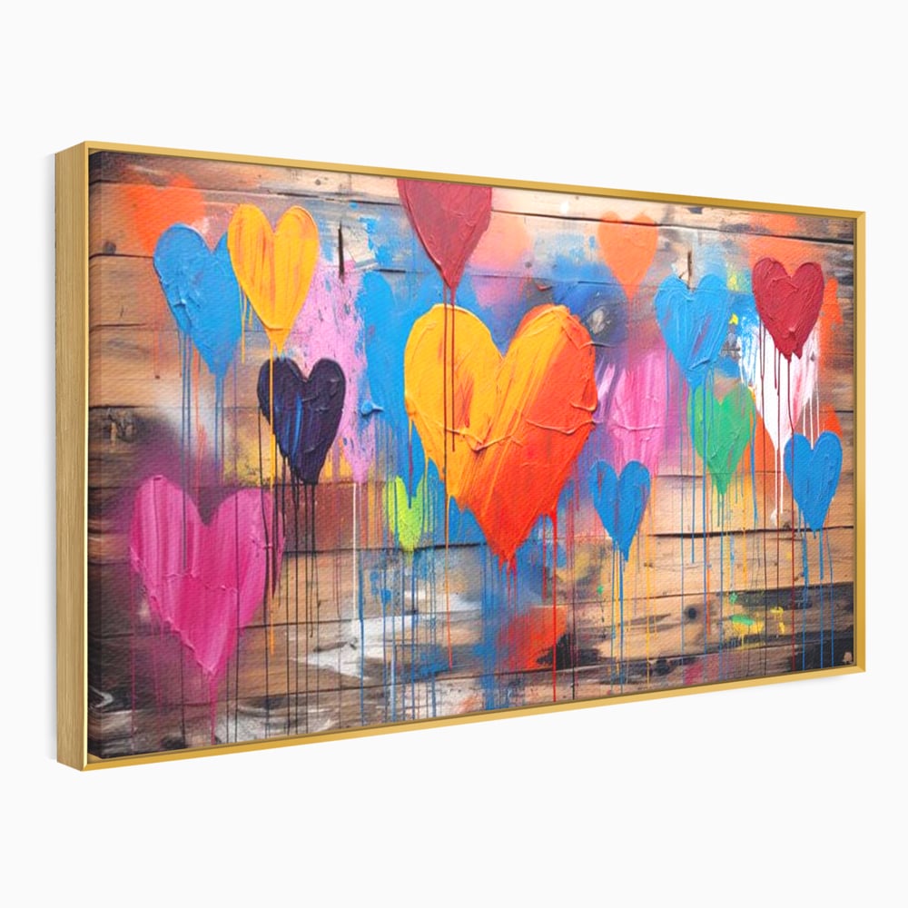 Tablou Canvas Premium LuxCanva® E1003, O Mare de Inimi, Vibratie, Optimism, Fericire, Culori, Inimi, Living Room, Culori vibrante
