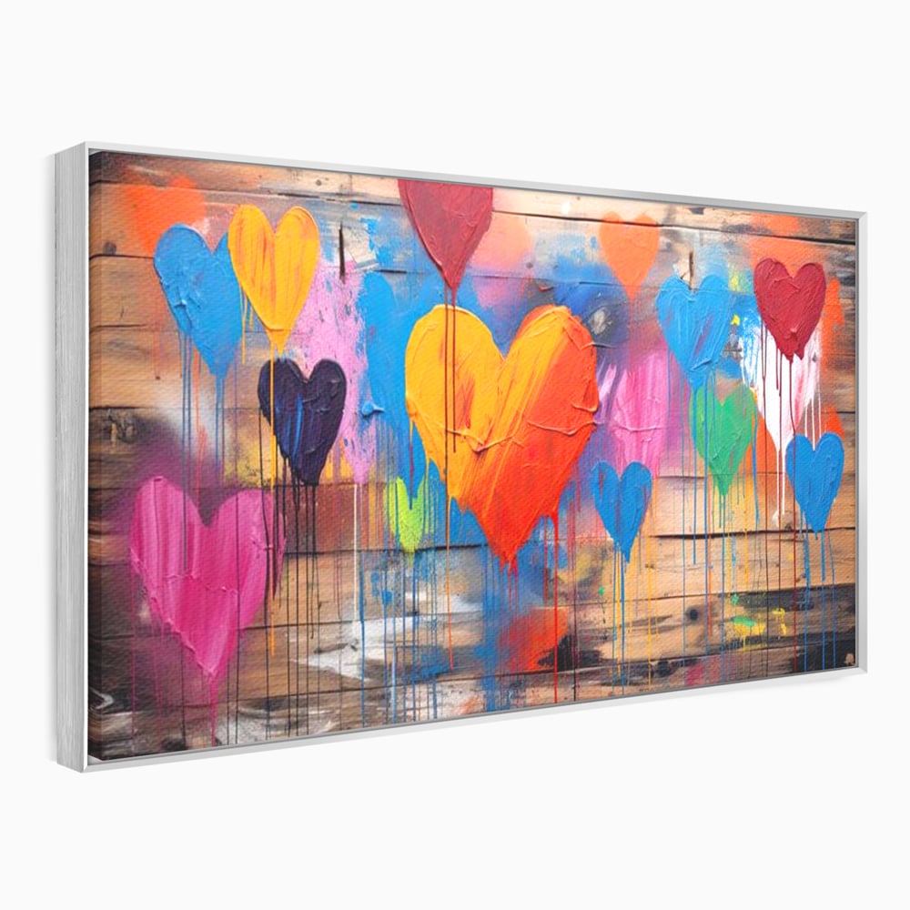 Tablou Canvas Premium LuxCanva® E1003, O Mare de Inimi, Vibratie, Optimism, Fericire, Culori, Inimi, Living Room, Culori vibrante