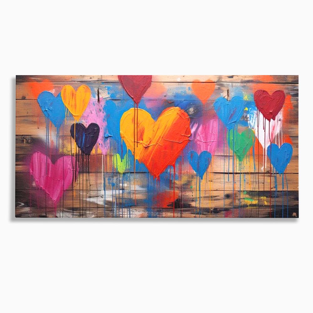 Tablou Canvas Premium LuxCanva® E1003, O Mare de Inimi, Vibratie, Optimism, Fericire, Culori, Inimi, Living Room, Culori vibrante