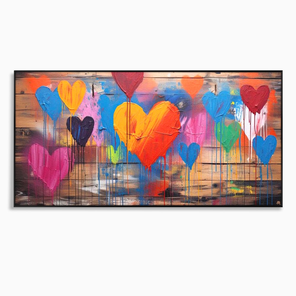 Tablou Canvas Premium LuxCanva® E1003, O Mare de Inimi, Vibratie, Optimism, Fericire, Culori, Inimi, Living Room, Culori vibrante