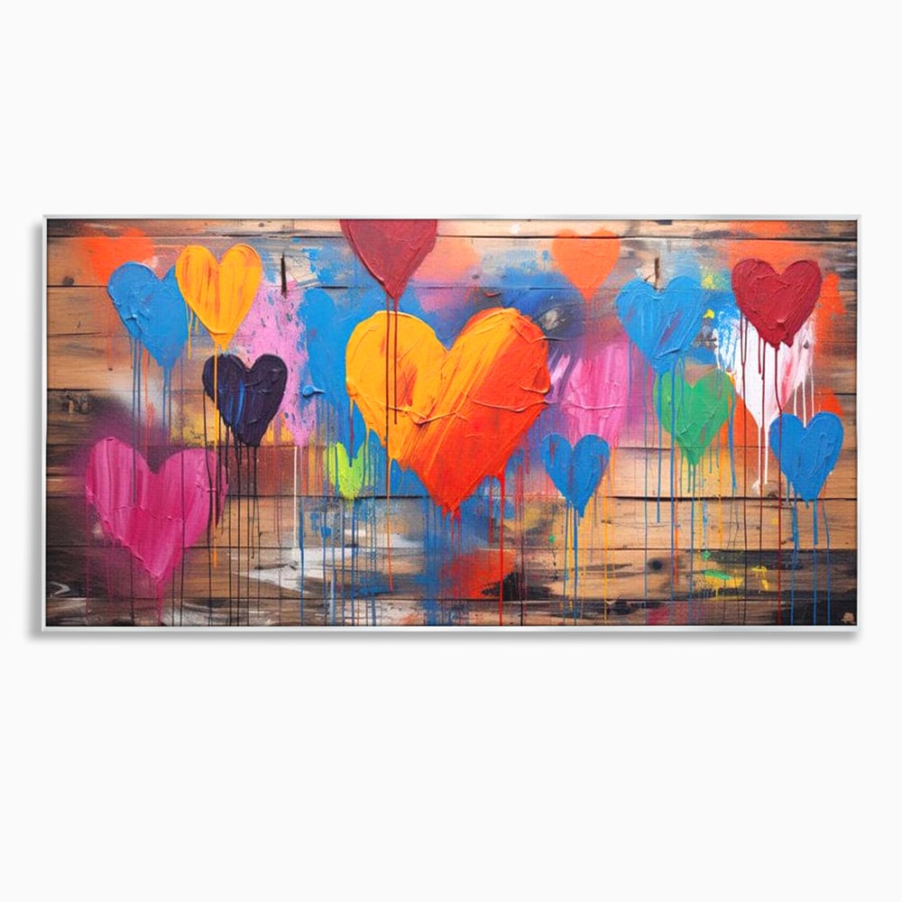 Tablou Canvas Premium LuxCanva® E1003, O Mare de Inimi, Vibratie, Optimism, Fericire, Culori, Inimi, Living Room, Culori vibrante