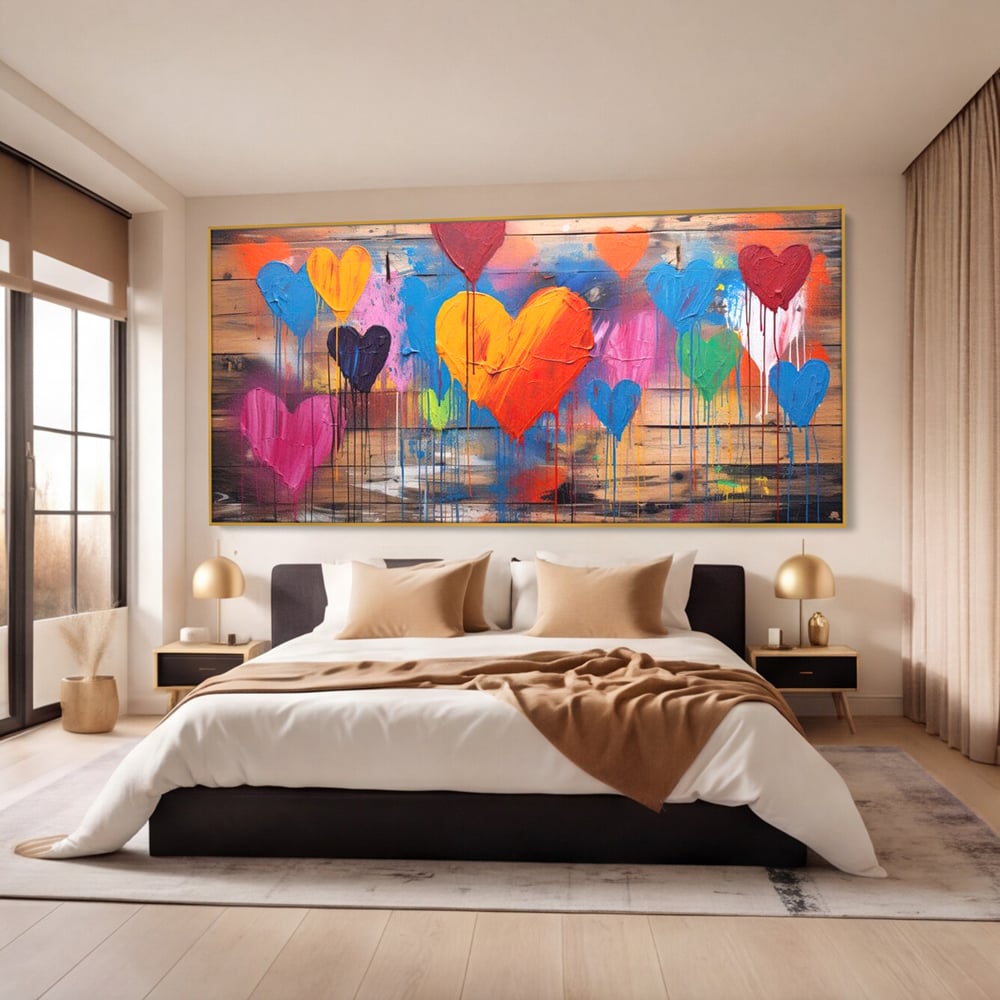 Tablou Canvas Premium LuxCanva® E1003, O Mare de Inimi, Vibratie, Optimism, Fericire, Culori, Inimi, Living Room, Culori vibrante