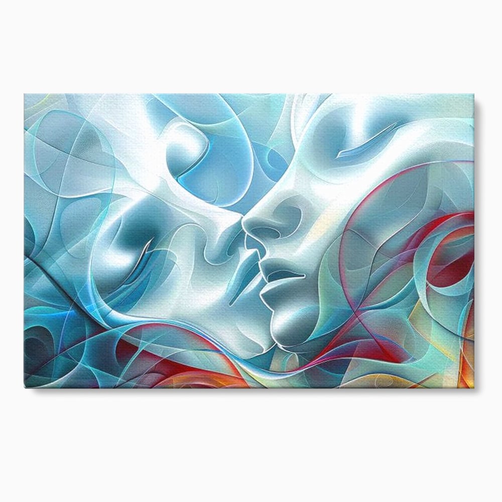 Leinwandbilder Premium LuxCanva® E1004, Soul Impletite, Fluidität, Verbindung, Harmonie, Gesichter, Vereinigung, Liebe, Wohnzimmer, kräftige Farben