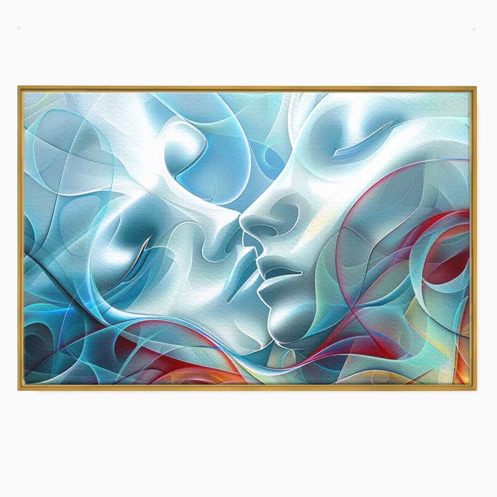 Leinwandbilder Premium LuxCanva® E1004, Soul Impletite, Fluidität, Verbindung, Harmonie, Gesichter, Vereinigung, Liebe, Wohnzimmer, kräftige Farben