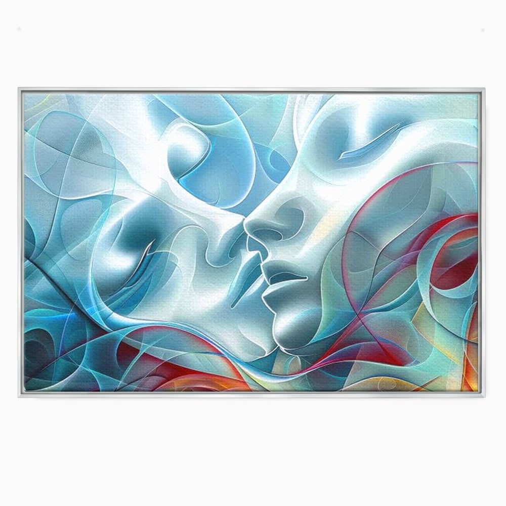 Leinwandbilder Premium LuxCanva® E1004, Soul Impletite, Fluidität, Verbindung, Harmonie, Gesichter, Vereinigung, Liebe, Wohnzimmer, kräftige Farben