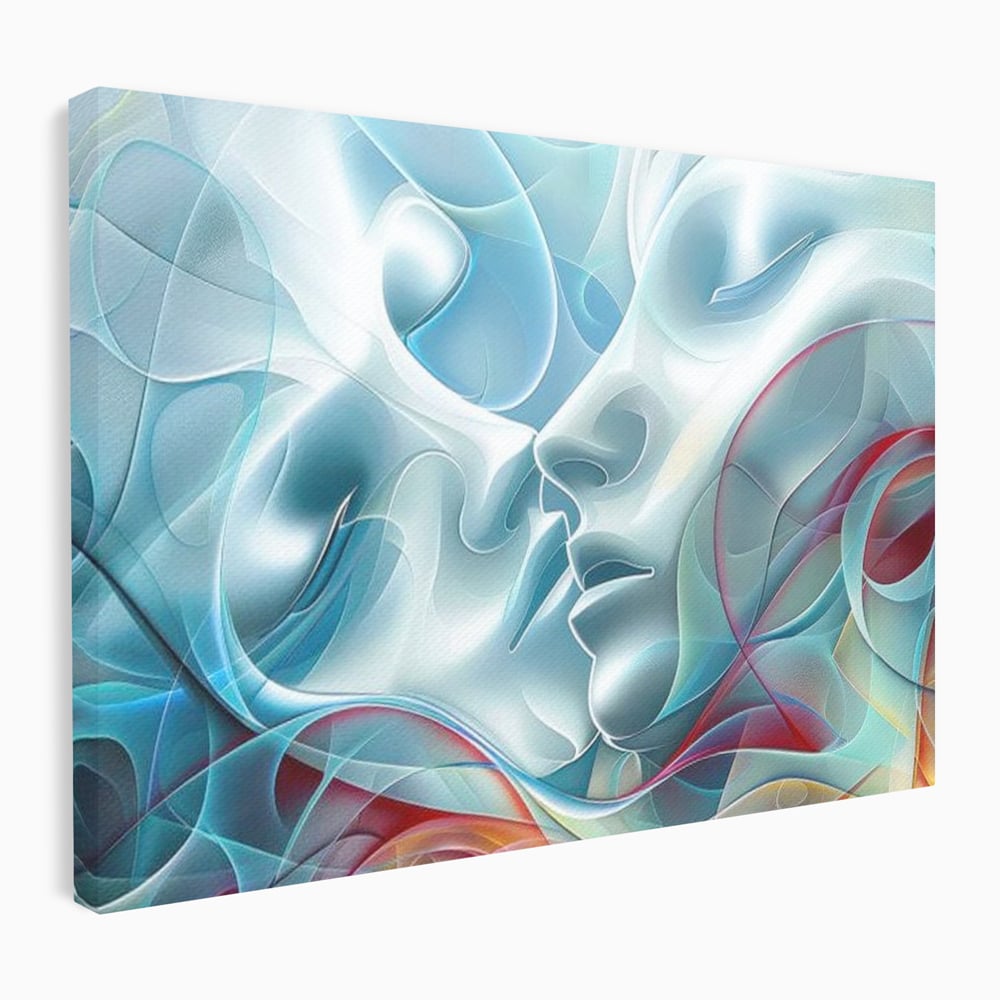 Leinwandbilder Premium LuxCanva® E1004, Soul Impletite, Fluidität, Verbindung, Harmonie, Gesichter, Vereinigung, Liebe, Wohnzimmer, kräftige Farben