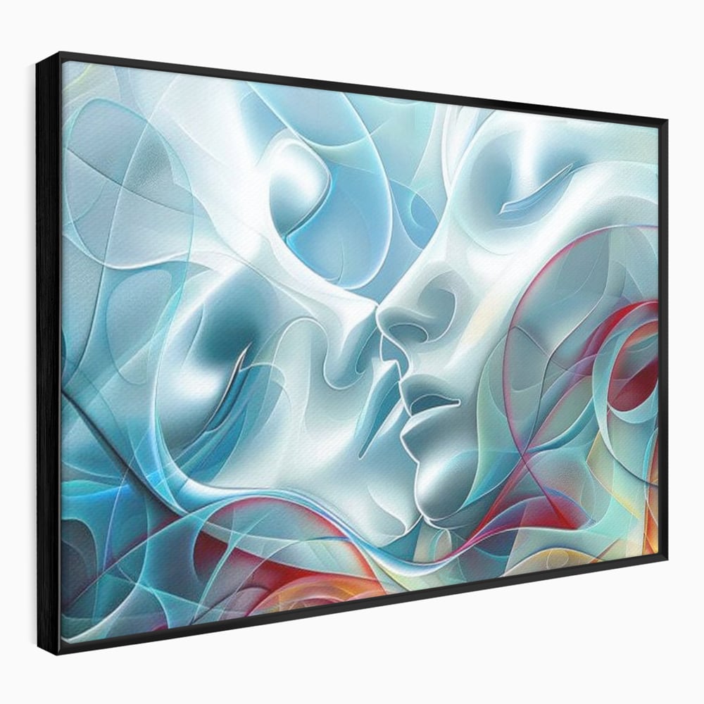 Leinwandbilder Premium LuxCanva® E1004, Soul Impletite, Fluidität, Verbindung, Harmonie, Gesichter, Vereinigung, Liebe, Wohnzimmer, kräftige Farben