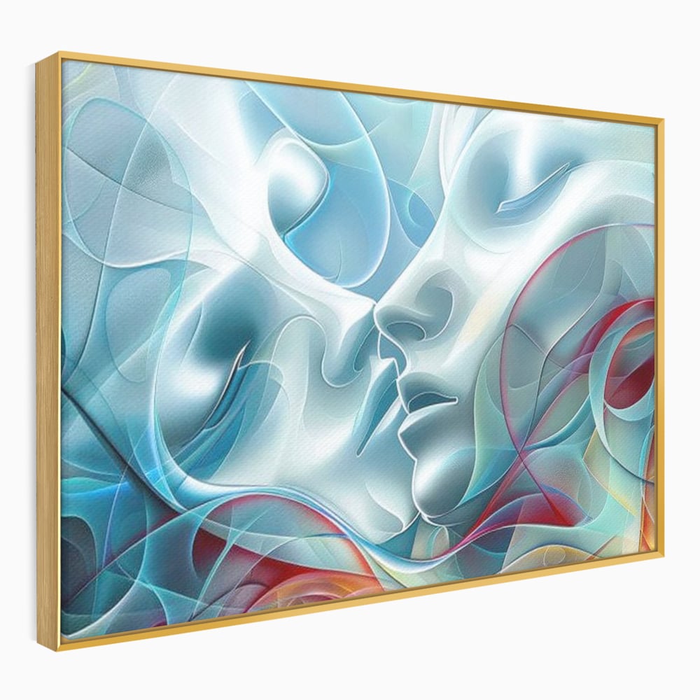 Leinwandbilder Premium LuxCanva® E1004, Soul Impletite, Fluidität, Verbindung, Harmonie, Gesichter, Vereinigung, Liebe, Wohnzimmer, kräftige Farben