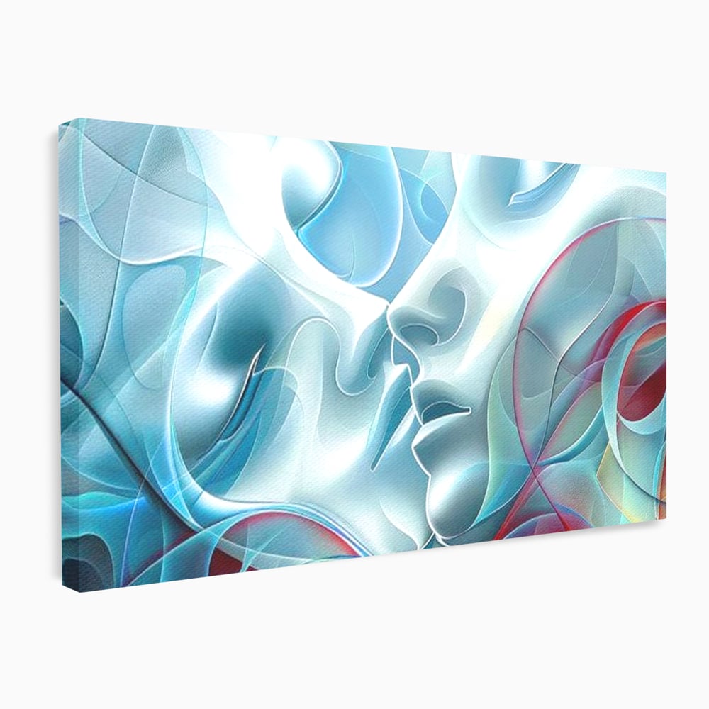 Leinwandbilder Premium LuxCanva® E1004, Soul Impletite, Fluidität, Verbindung, Harmonie, Gesichter, Vereinigung, Liebe, Wohnzimmer, kräftige Farben